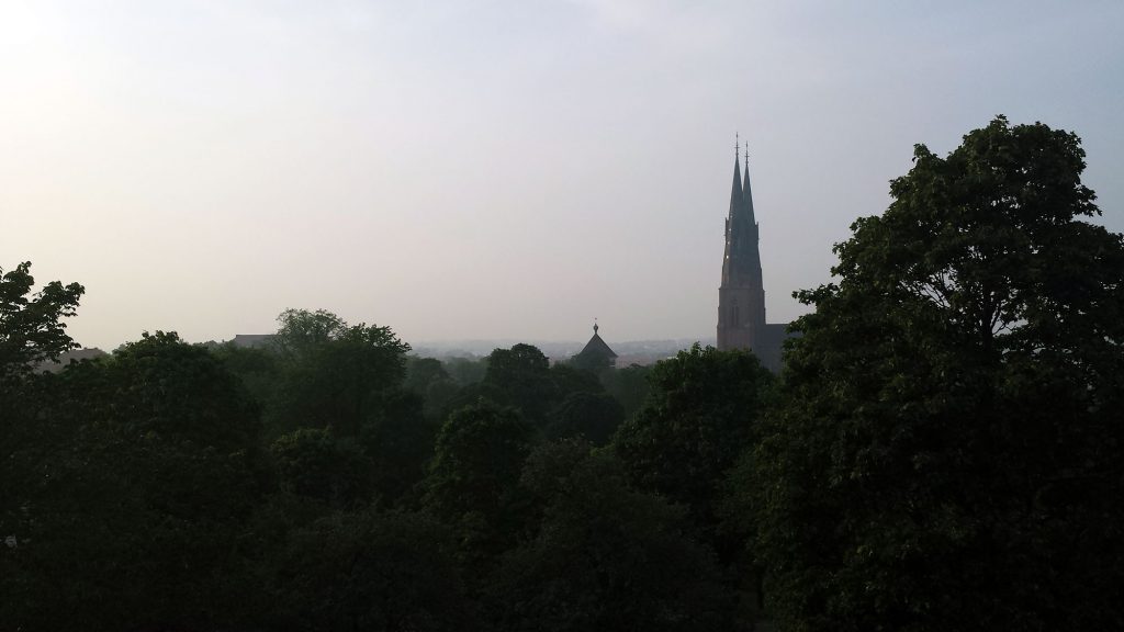 Photo looking out from the castle over Uppsala in smoke from the forest fire in Västmanland, Uppsala, August 6, 2014