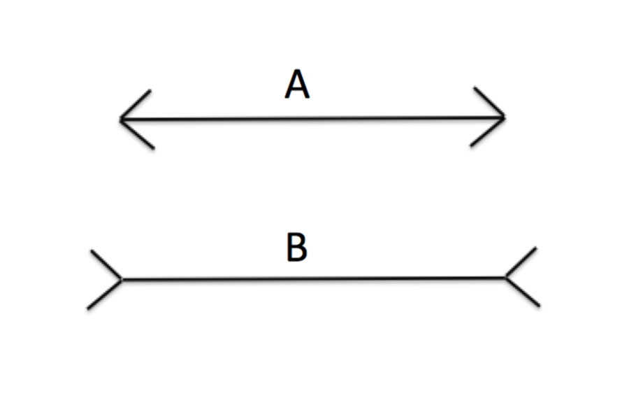 Graphic of two lines A and B with different shapes